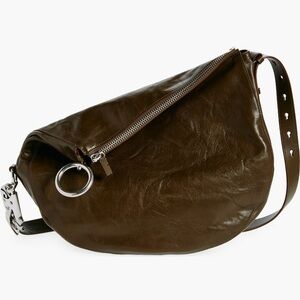 NWT Burberry Medium Knight Asymmetric Crinkle Leather Shoulder Bag